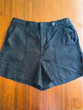Madewell Black Linen Blend High Waist Shorts - Size 10